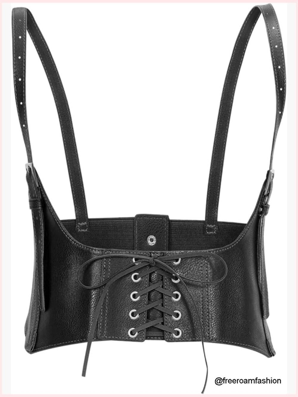Faux Leather Elastic Underbust Corset Waist Belt Lace-up Steampunk Waspie